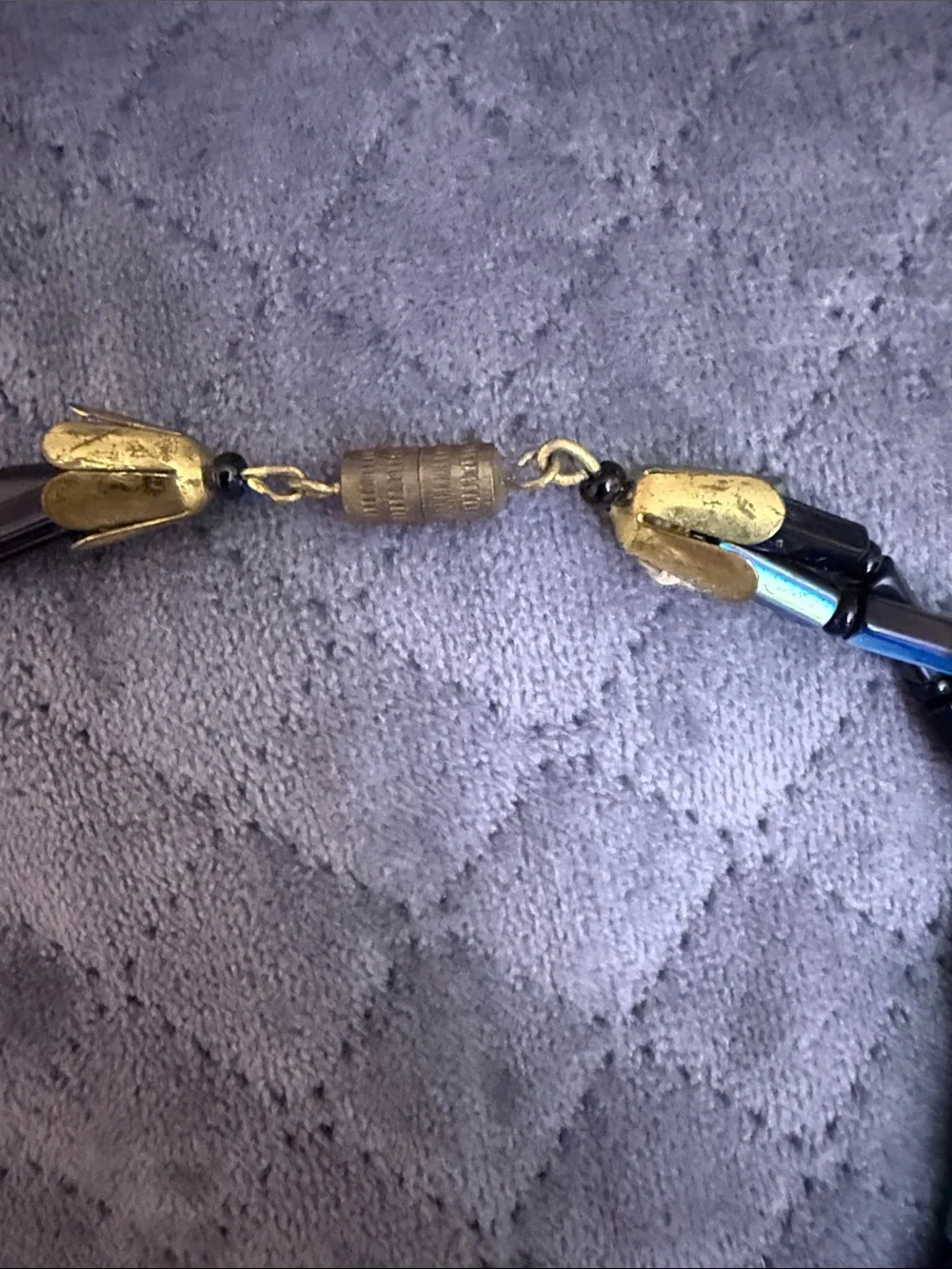 Multi-Color Glass Bead Statement Necklace - Black, Blue & Purple